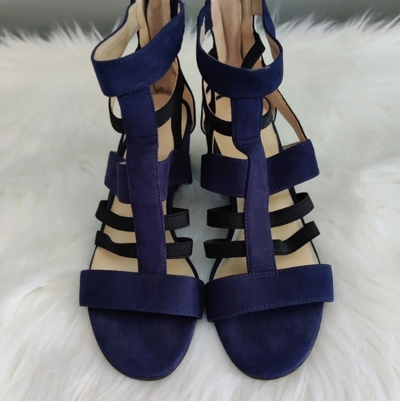 Nine West Giveback Blue and Black Block Heeled Sandal - Picture 3 of 7
